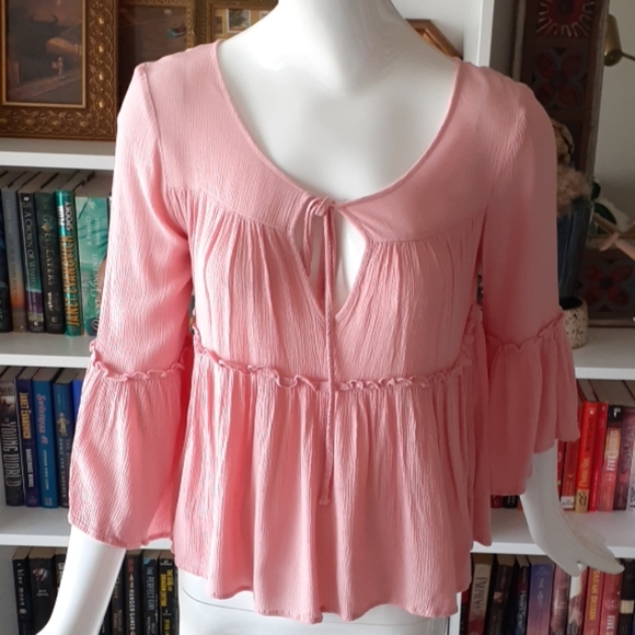 My story pink bohemian flowy blouse P5195 - Picture 2 of 7